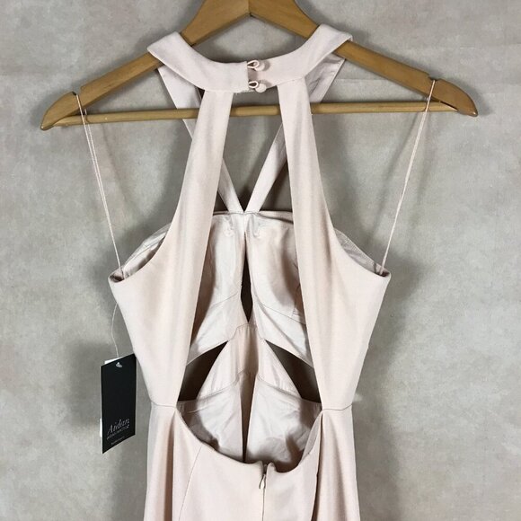 Aidan by Aidan Mattox Blush Pink Crepe Cutout Detail Gown NWT Size 0 - Picture 8 of 10